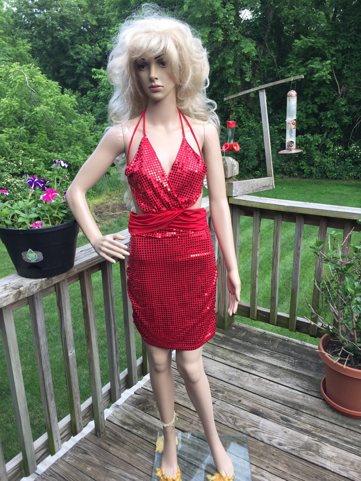 Women Bandage Bodycon Red Sequence Party Cocktail Mini Dress Clubbing Size M