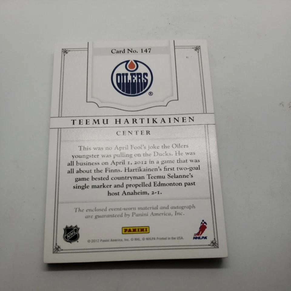 2011-12 Panini Dominion Teemu Hartikainen  Rookie Patch Auto /199 - #147 - Image 4 of 4