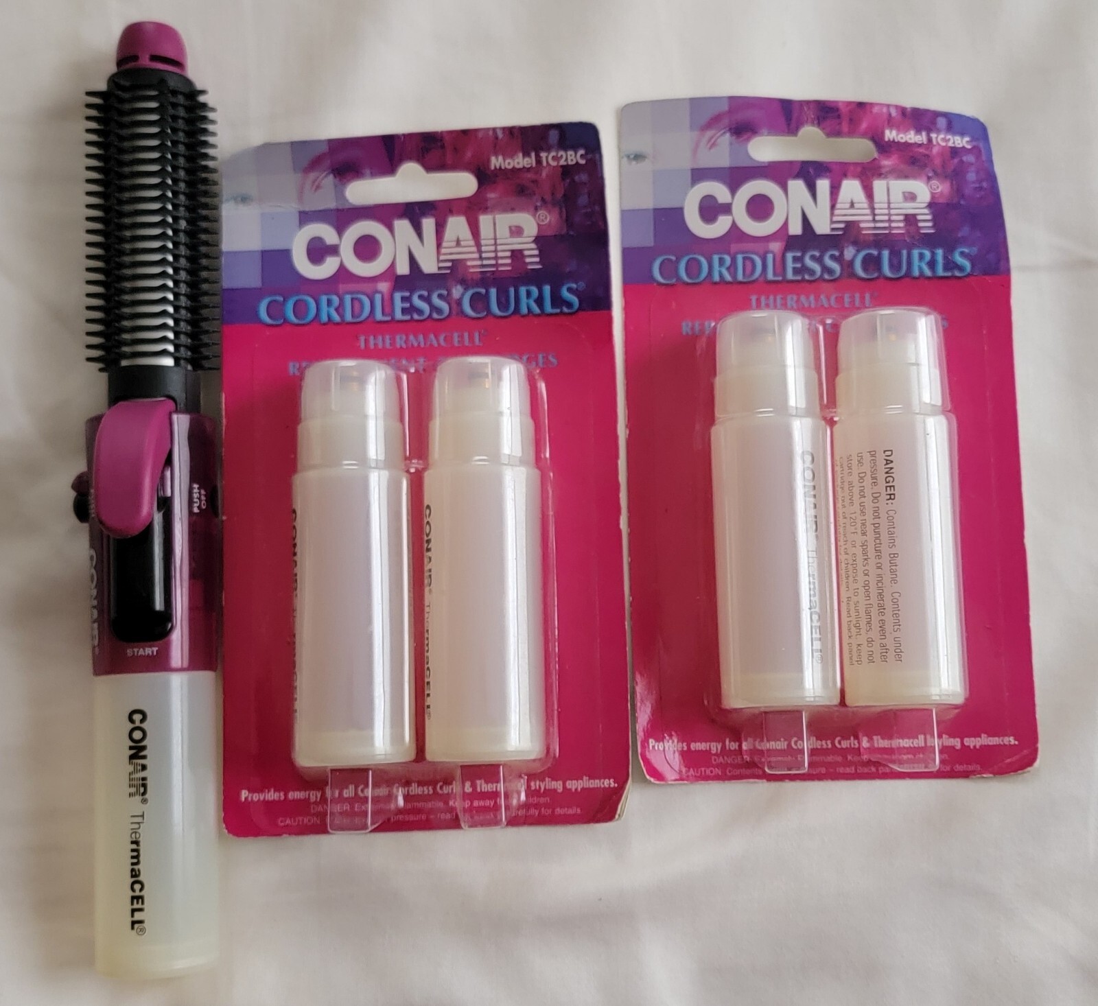 Conair Travel Cordless Curling Iron Brush ThermaCell 5/8”+ 4 Extra
