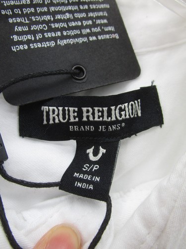 True Religion Shirt Men Small White Button Down Triple Needle Flap Pockets NEW - Picture 10 of 12