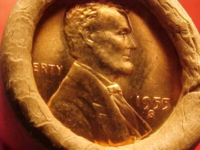 OLD ROLL LINCOLN WHEAT PENNY GEM 1955-S/BU UNC STEEL 1943 REVERSE END COINS OBW.