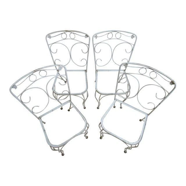 4 sillas laterales de comedor vintage de hierro de hiedra para patio exterior porche Foto 2 de 4