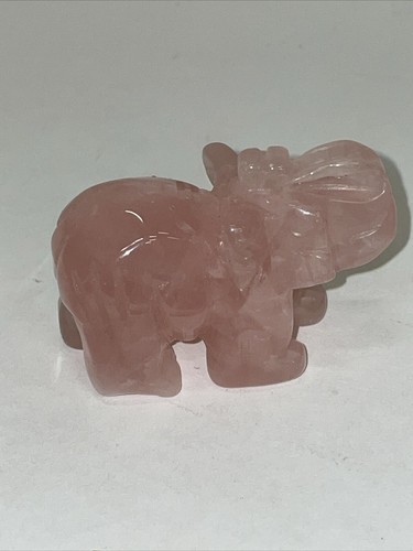 Natural Rose Quartz Crystal Elephant Quartz Stone Carved Animal Decor Healing - Picture 4 of 8