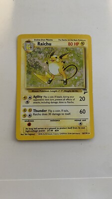 1995 raichu pokemon card Lt. Surge's Raichu (28/132) [Gym Heroes Unlimited] Damaged