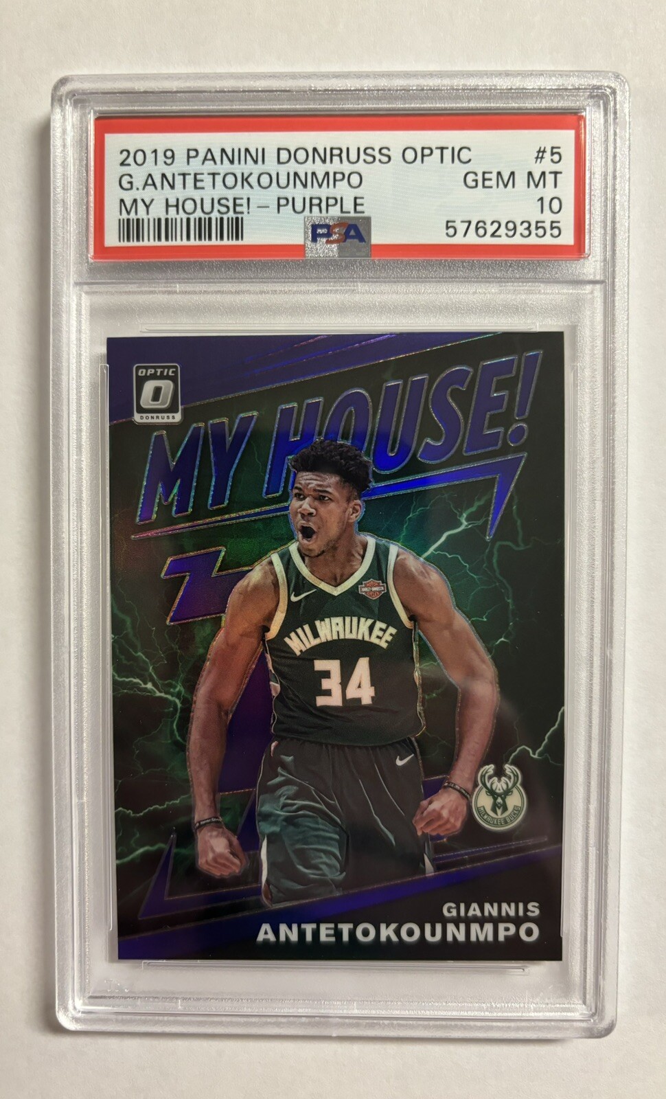 2019-20 Panini Donruss Optic My House Purple Giannis Antetokounmpo PSA 10