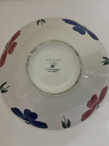 FURIO Italy 12" Serving Bowl Flowers Jewflora Pattern Italian Ceramic Rare - Picture 3 of 4