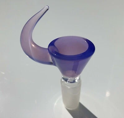 CROWN 14mm Glass Bowl Horn purple Viking Handle Martini Bowl One hole push Male bowl