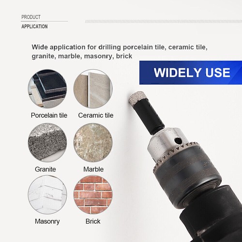 5pcs 6/8/10/12/14mm Diamond Core Drill Bits Kit Dry Hole Saw Cut Ceramic Tile - Afbeelding 3 van 14