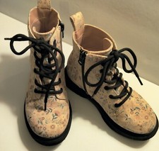 Art Class Zoe Floral Combat Boots Size 1 Zipper or Lace-up