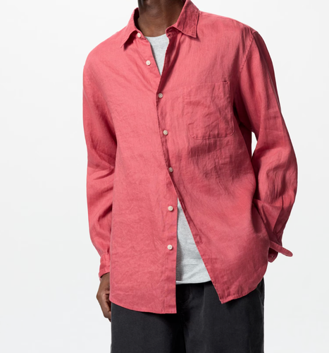 Men UNIQLO Premium Linen 100% Shirt Solid 12 color & Stripe subtle glossy sheen - Picture 10 of 36