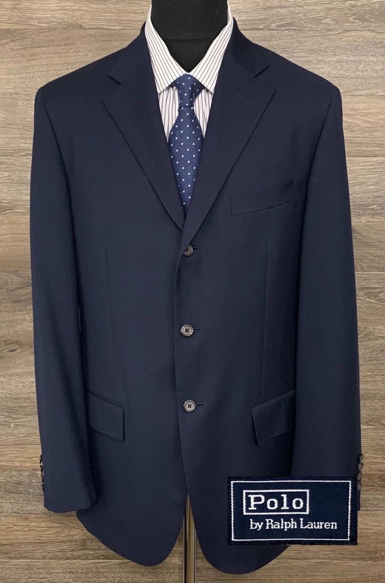 Polo Ralph Lauren Men Superfine Wool Navy Blue 3 BTN Blazer
