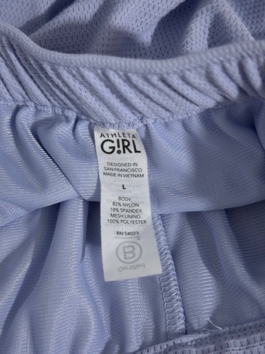 Athleta Girl Shorts L 12 Grayish Blue Pockets Breathable Elastic Waist Logo - Picture 6 of 6