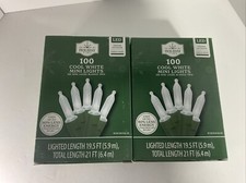 Holiday Time 100-Count Mini Cool White LED Christmas String Lights W/ Green Wire