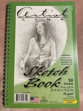  Artist Sketch Book Drawing Journal 50 Sheets Spiral 9"X 6" Medium Weight