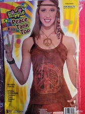  Women's Hippie Peace Halloween Costume Tank Top Size 14-16 