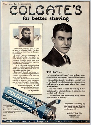 1925 Colgate's Rapid-Shave Cream Makes Shaving So Easy Vintage Print Ad