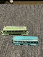 Lot of 2 Vintage Tootsie / Midgetoy Train Multicolor Tin / Metal Toys