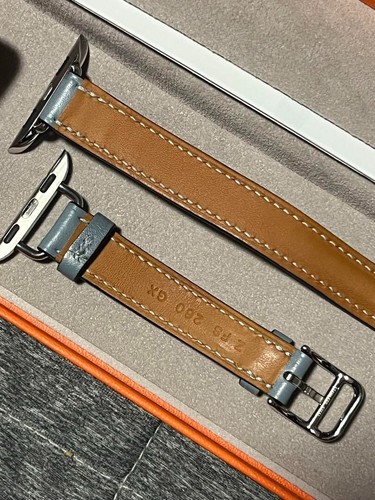 Hermes Apple Watch 41mm Leather Belt Double Tour Attrage Blue Run Used Japan - 第 11/11 張圖片