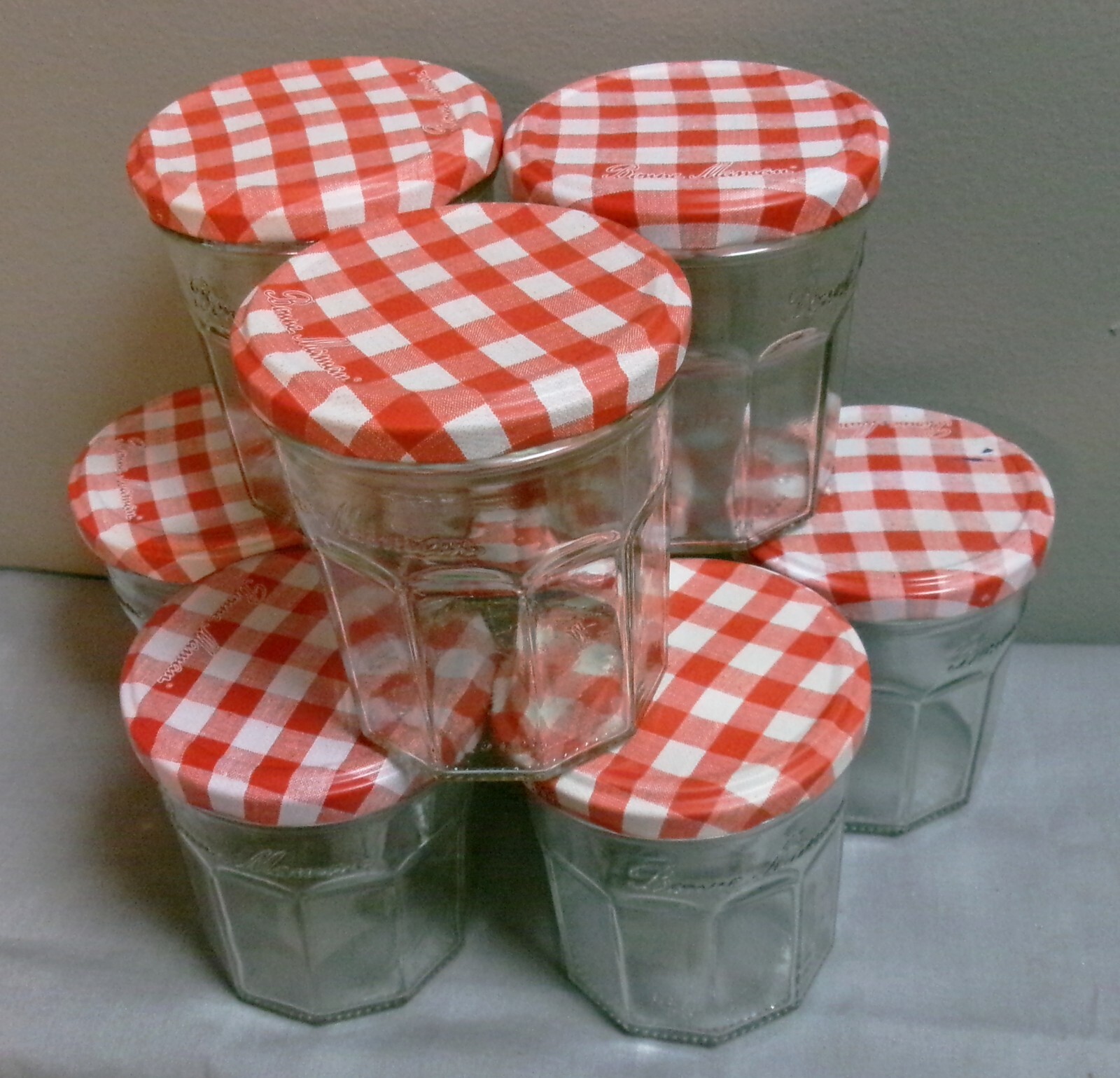 Set of 8 Bonne Maman JELLY JARS with Plaid Lids 8 oz. each eBay