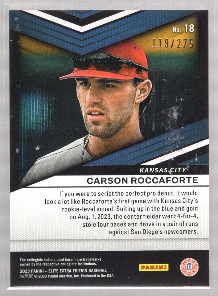 * 2023 Panini Elite Extra Edition - Status Orange #18 CARSON ROCCAFORTE [119/275 - Image 2 of 2
