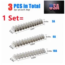 1 Set 12 Way Connector Strip 3A+6A+10A Electrical Wire Terminal Block Connection