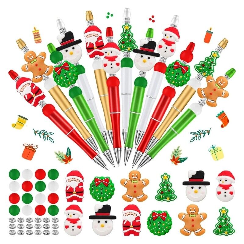 Image of Colorful Christmas Pen Pack Cartoon Ballpoint Pens Keychain for School  Office