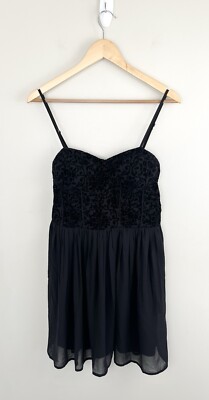 B.O.G. Collective Black Velvet Bustier Dress, Lined Sz L Formal Prom