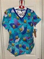 GM XS Sanrio Keroppi HOPPY DAY Scrub Top Shirt Cherokee Tooniforms