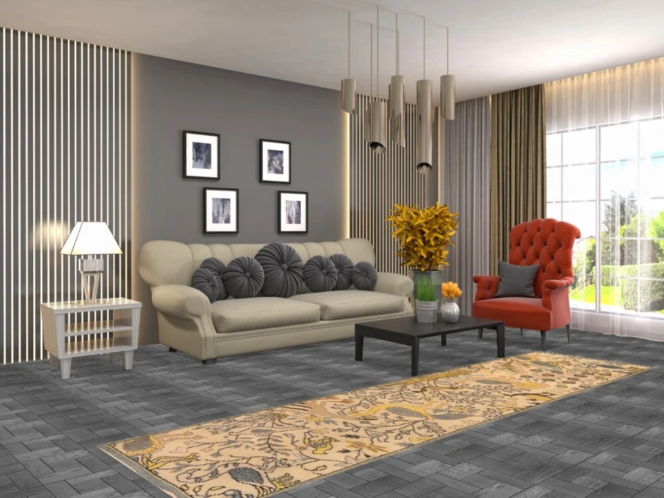 Floral Bird Design Ziegler Indian 10 ft Runner Rug Wool Hand-made Carpet 3x10 - Image 2 of 4