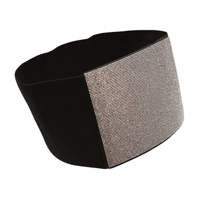 Women Black Elastic High Waist Corset Wide Belt Silver  display picture 3