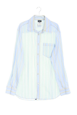 D&G DOLCE & GABBANA striped shirt Logo Patch 54 40 light blue white