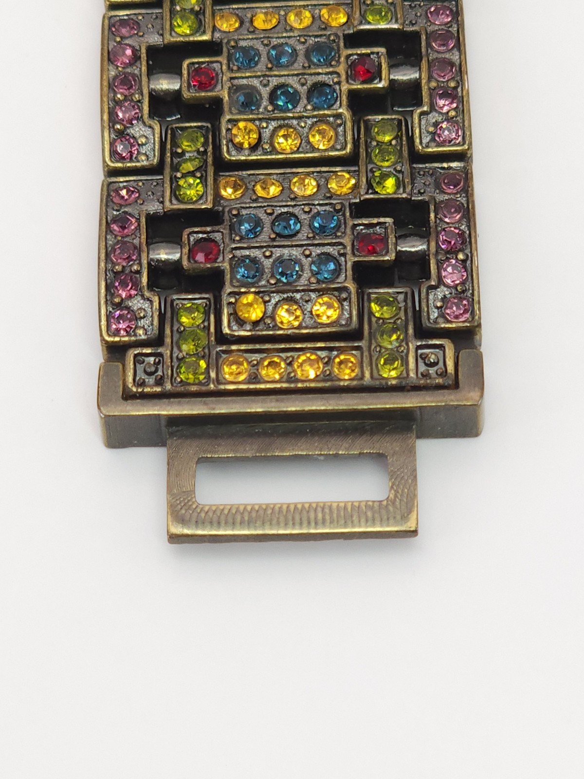 Signed Heidi Daus Statement Bracelet Blue Yellow … - image 5