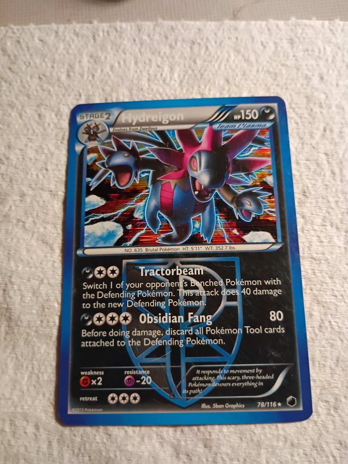 Pokemon Black & White Plasma Freeze HYDREIGON (Team Plasma) Holo Rare 78/116 NM