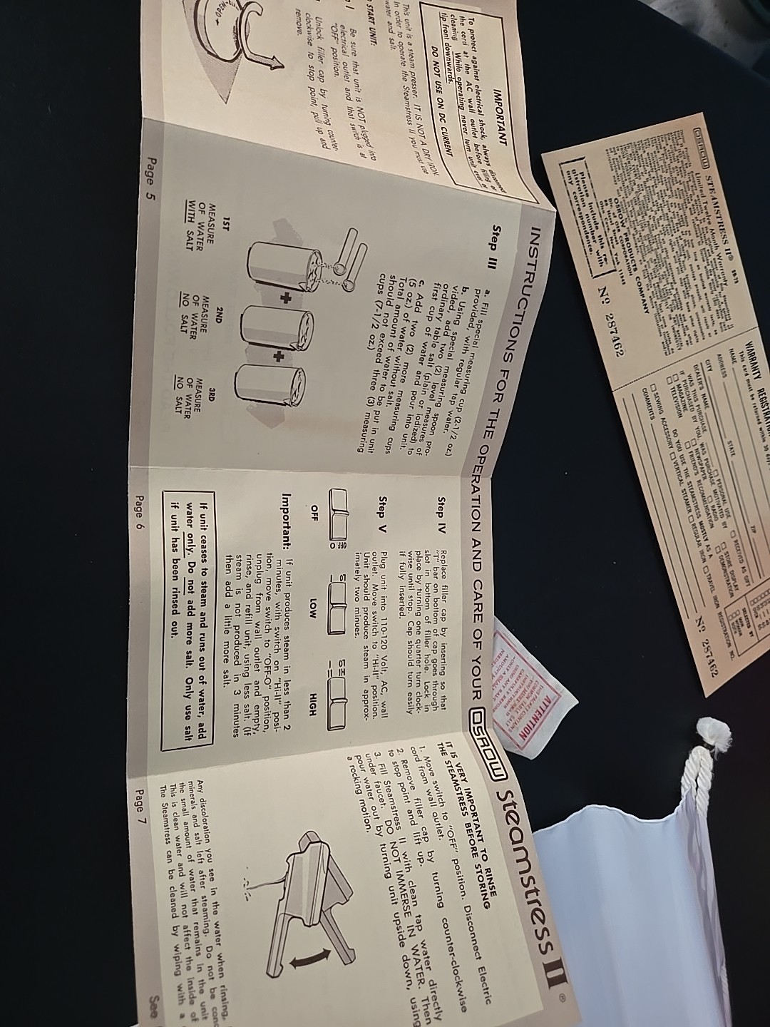 Vintage Oscrow Steamstress II 2 Lightweight Travel Steam Iron Made In The USA