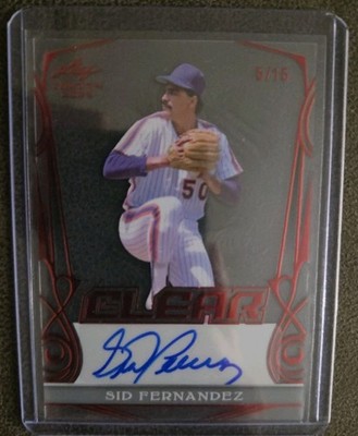 2023 LEAF TRINITY CLEAR SID FERNANDEZ RED PARALLEL AUTOGRAPH CARD #/15 NY METS