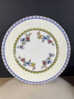 1930s Minton No.2439 10 Dinner Plates Floral with Blue Border  - Excellent