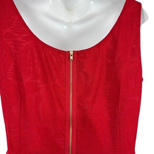 Maggy London Womens Red V-Neck Sheath Knee Length Floral Dress Exposed Zip sz 14 - Picture 13 of 16