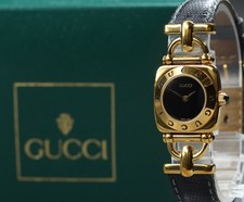 GUCCI 6300L w/Box 21mm Black Dial Quartz Women Vintage Watch From JAPAN Exc+5