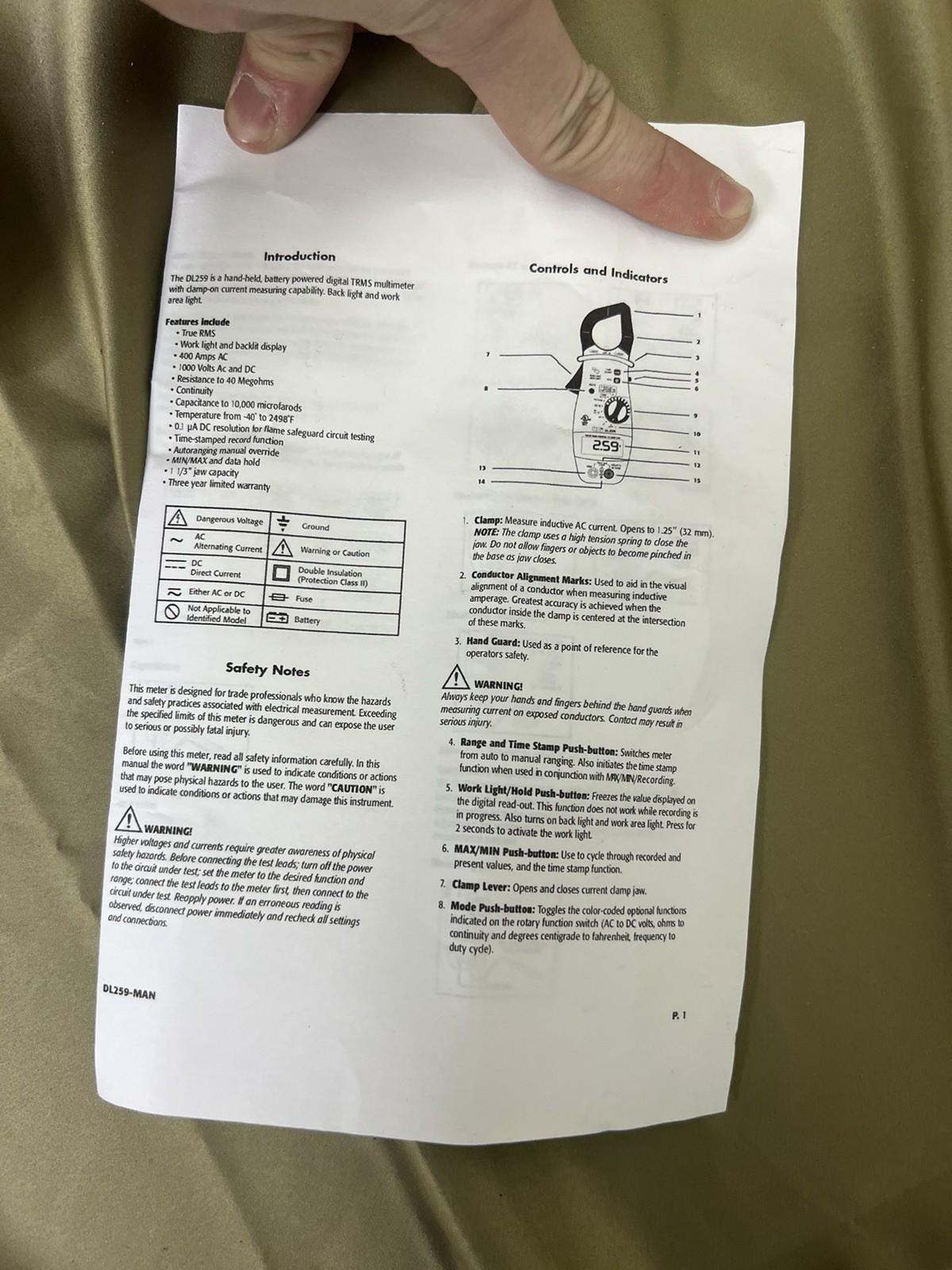 UEI DL259 DIGITAL CLAMP METER