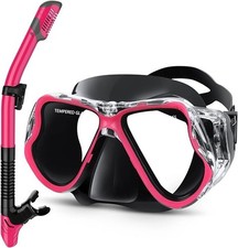 Greatever Dry Snorkel Set, Anti-Fog Panoramic Mask for Adults Kids