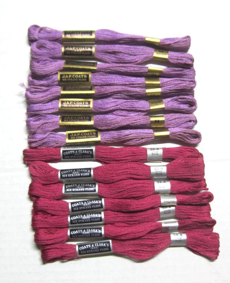 J. & P. Coats Vintage Boilfast Floss Mercerized Cotton 15 Skeins Violet & Rose - Image 2 of 4
