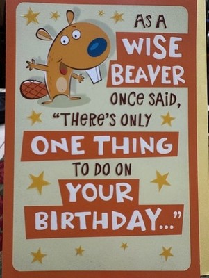 Wise Beaver Says One thing on your Birthday Hallmark Greeting Card KY212