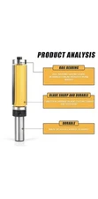 Flush Trim Top Bottom Bearing Router Bit 1/2" Shank Wood Extra Long Straight 1Pc