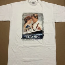 Vintage 1998 Titanic Movie Promo T-Shirt XL White Jack Rose Heart Will Go On 90s