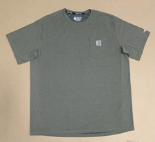 Carhartt Force TShirt Men's XL Crewneck Green Logo Workwear Chest Pocket