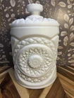 Vintage Imperial Hobstar Milkglass Biscuit Jar canister  3lb 8oz