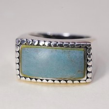 Size 5.5, Vintage Sterling silver handmade ring, 925 statement band turquoise