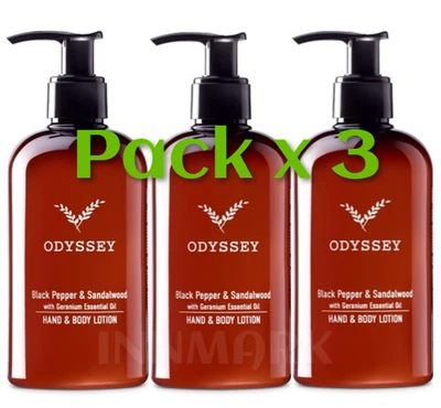 Odyssey Hand & Body Lotion Black Pepper & Sandalwood Geranium Pack 3 x 300ml