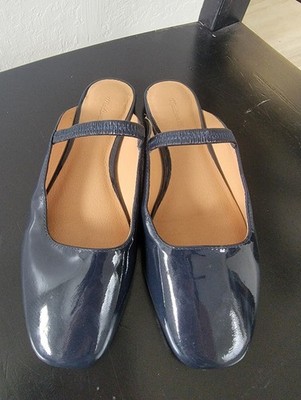 Madewell Gretta Leather Ballet Square Toe Flat Mule Blue Indigo 7.5