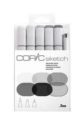 Sketch Alcohol Marker 5 Colors + Multiliner Sp Set Sketching Grays